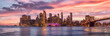 new york city skyline travel destination at dramatic sunset over manhatten