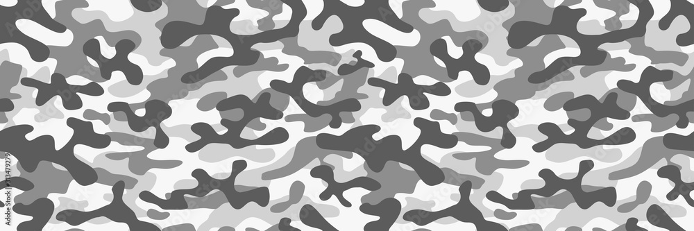 camouflage military texture background soldier repeated seamless white gray black monochrome print - obrazy, fototapety, plakaty 