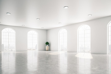 Contemporary gallery interior with window