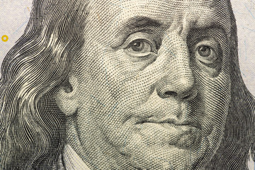 One hundred US dollars close-up. Very detailed picture of American money.