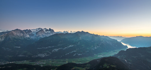 Wall Mural - scenic view of the swiss alps during late summer or autumn in the evening