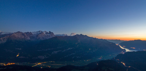Wall Mural - scenic view of the swiss alps during late summer or autumn in the evening