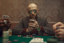 Professional Poker Player Playing In Casino