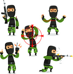 Wall Mural - terrorist set 