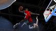 Unstoppable basketball dunk with anger and revenge 3d render
