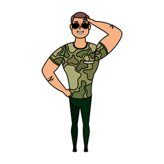 Sticker - young man with military clothes character