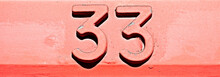 Number 33, Thirty-three, Pink Panoramic Format.