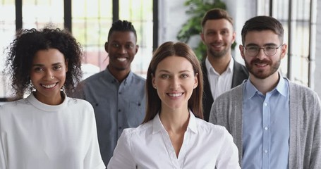 Wall Mural - Confident happy diverse business people together in office, corporate portrait