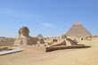 Great pyramid of Cheops and Sphinx in Giza plateau. The Great Pyramid of Giza at the back.