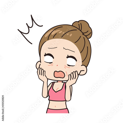肌荒れにショックを受ける女性の斜めイラスト 上半身 Vector De Stock Adobe Stock 肌荒れにショックを受ける女性の斜めイラスト 上半身 Vector De Stock Adobe Stock