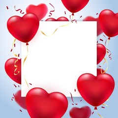 Wall Mural - heart balloons greeting card frame