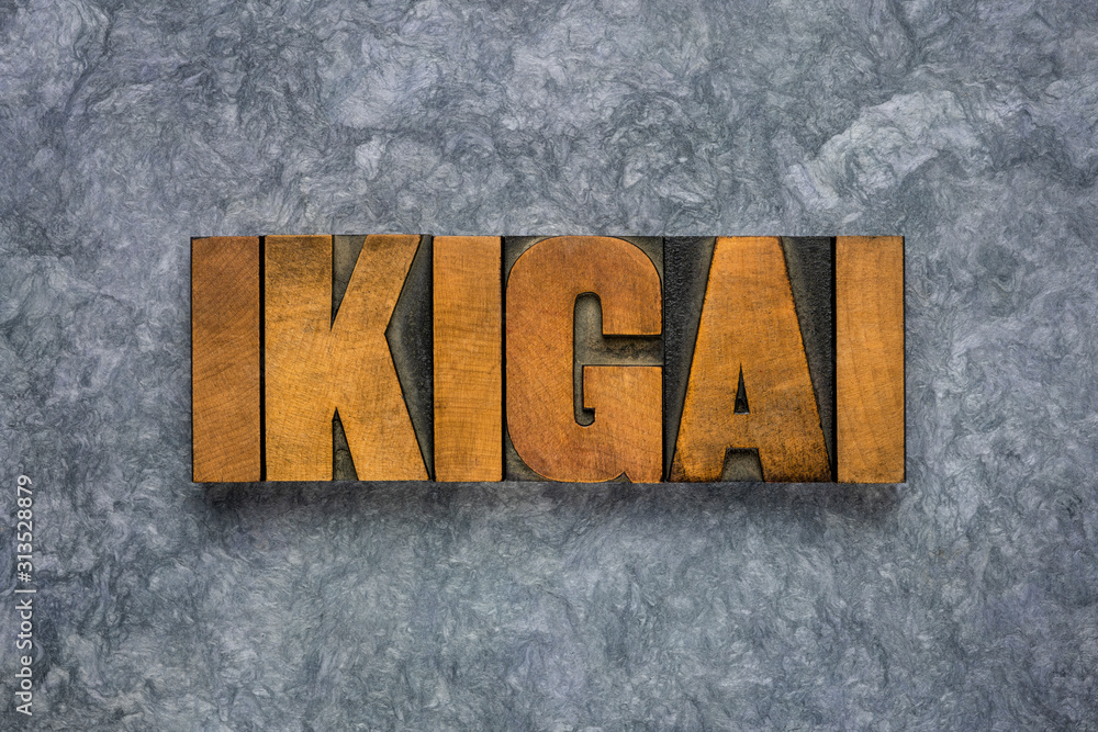 ikigai word - Japanese life purpose concept - obrazy, fototapety, plakaty 