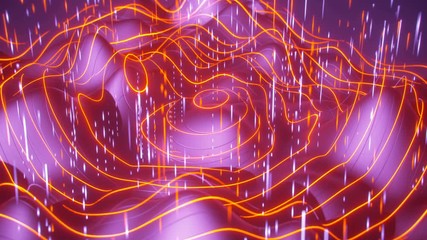 Wall Mural - waveforms and big data streams. futuristic science fiction cosmic design. seamless loop 3d render an