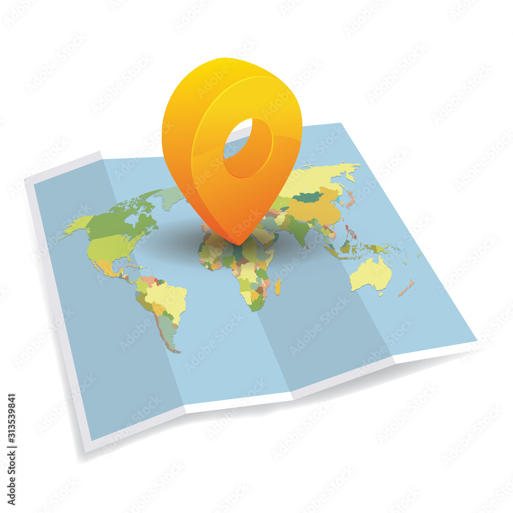 Pin icon vector world map with location Stock Vector | Adobe Stock