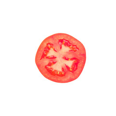  Tomato sliced in isolated white background with clipping path
