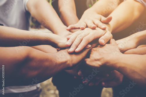 Fotografía Business teamwork join hands together. Business teamwork concept