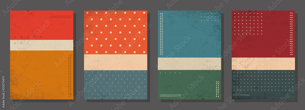 Set of retro covers. Cover templates in vintage design. Abstract vector background template for your design. Retro design templates set  for brochures, posters, flyers, banners, covers, placards. - obrazy, fototapety, plakaty 