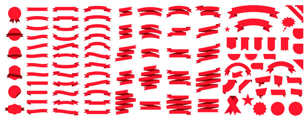 Wall Mural - set of 100 ribbons. ribbon elements. starburst label. vintage. modern simple ribbons collection. vec