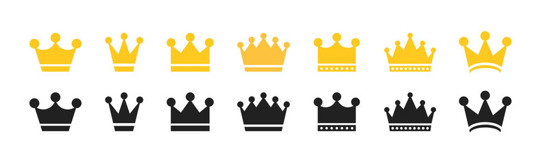 Wall Mural - big collection quolity crowns. gold crown. royal crown icons collection set. vintage crown. vector i