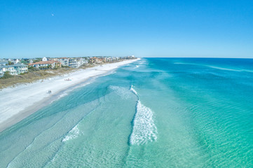 Aerial of the Beautiful Sand and Surf of Santa Rosa Beach, Florida