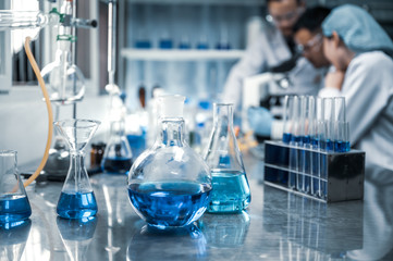 professional health care researchers working in life of medical science laboratory, technology of me