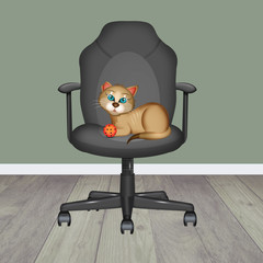 Wall Mural - illustration of cat on office chair