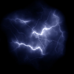 Poster - realistic lightning strike on black background