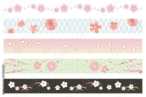 桜の花 和風ライン 装飾 Vector De Stock Adobe Stock