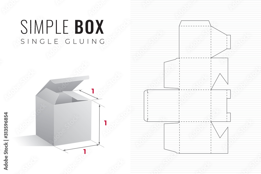 Simple Packaging Box Die Cut Cube Template with 3D Preview - Black Editable Blueprint Layout with Cutting and Scoring Lines on Striped Background - Draw Graphic Design Stock Vector | Adobe Stock simple-packaging-box-die-cut-cube-template-with-3d-preview-black-editable-blueprint-layout-with-cutting-and-scoring-lines-on-striped-background-draw-graphic-design-stock-vector-adobe-stock