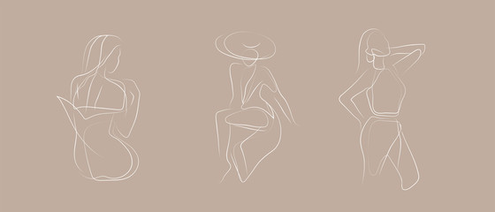 Wall Mural - feminine concept design template and illustration. woman in minimal linear style fashion illustratio