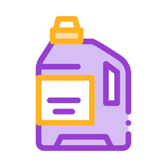 Poster - Laundry Service Washing Liquid Bottle Vector Icon. Plastic Container With Cleaning Liquid Clothes Linear Pictogram. Laundromat, Dry-Cleaning, Launderette, Stain Removal Illustration