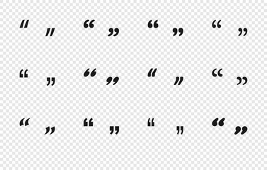 Wall Mural - quotes collection. quote vector icons, isolated on transparent background. trendy quotes in modern s