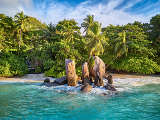 Wall Mural - Beach at Seychelles aerial top view