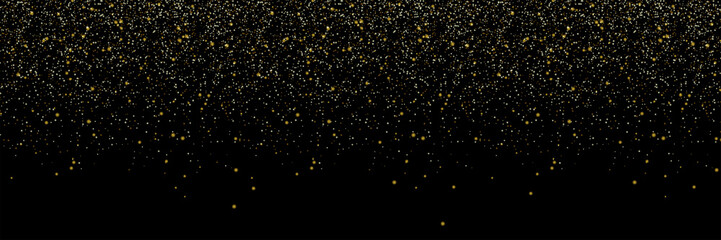 Gold Confetti on black background. Confetti in circle shape isolated on black background. Falling Gold Confetti illustration. Festive Background. Celebration Carnival vector illustration. Birthday 