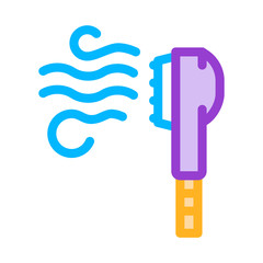 Sticker - Laundry Electric Steamer Brush Vector Line Icon. Laundry Service, Washing Clothes Dress Linear Pictogram. Laundromat, Dry-Cleaning, Launderette, Stain Removal, Ironing Illustration