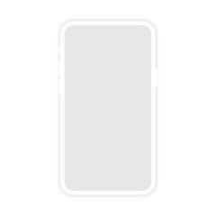 Wall Mural - white phone mockup with blank screen, isolated on white background. smartphone with shadow vector ic