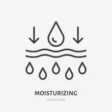 Moisture Line Icon, Vector Pictogram Of Moisturizing Cream. Skincare Illustration, Sign For Cosmetics Packaging