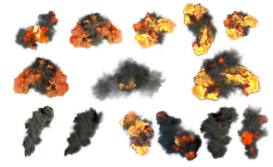 Wall Mural - explosion elements set on a white background