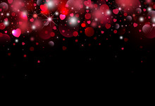 Valentines Day Background Design Of Heart With Bokeh Light Vector Illustration