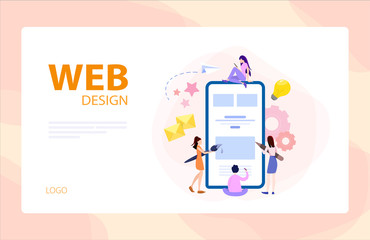 Mobile app and web development banner concept set.