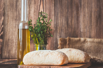 Canvas Print - Ciabatta with olive oil