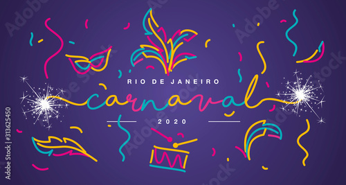 Carnival 2020 Rio de Janeiro Portuguese language handwritten typography sparkle Canvas Print
