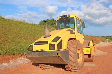 Wall Mural - Roller on a road construction site	