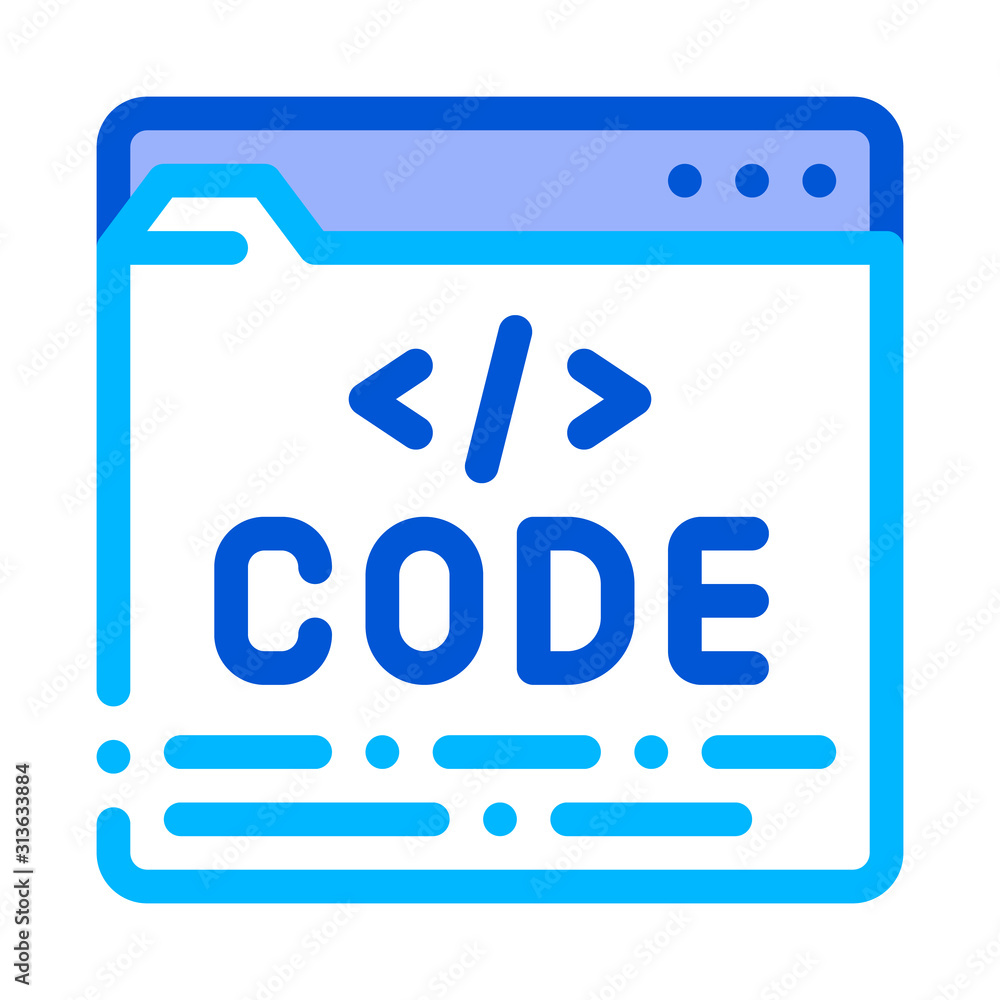 Code File Computer System Vector Thin Line Icon. Coding System, Data ...