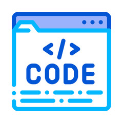 Poster - Code File Computer System Vector Thin Line Icon. Coding System, Data Encryption Linear Pictogram. Web Development, Programming Languages, Bug Fix, HTML, Script Contour Illustration