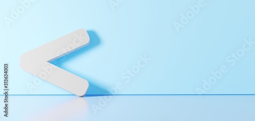 Cuadros en Lienzo 3D rendering of white symbol of less than icon leaning on color wall with floor