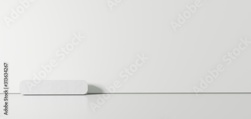 Cuadros en Lienzo 3D rendering of white symbol of minus icon leaning on color wall with floor refl