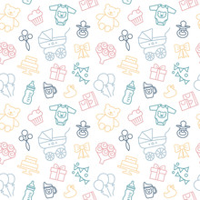 Seamless Vector Background On The Theme Of Celebrating A Baby Shower