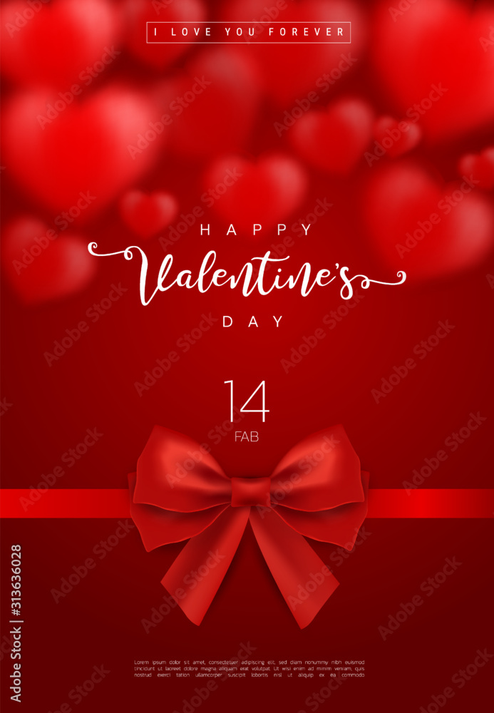 Valentine's day greeting card templates with realistic of beautiful red ...