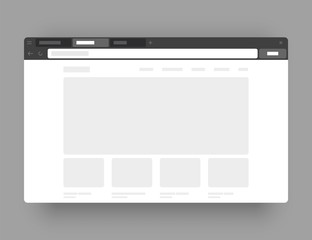 Minimalistic concept of web browser. Wireframes screens. Web window screen mockup.